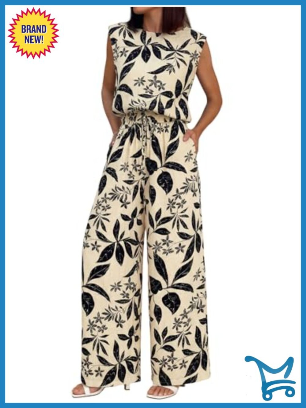 Women's 2 Piece Lounge Set Sleeveless Top Wide Leg Pants Tracksuit